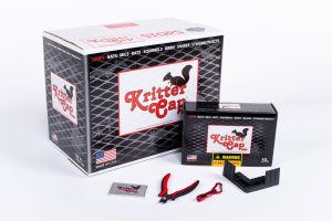 Kritter Cap® PRO Kit showing inserts, inspection mirror, flashlight, and set of snips