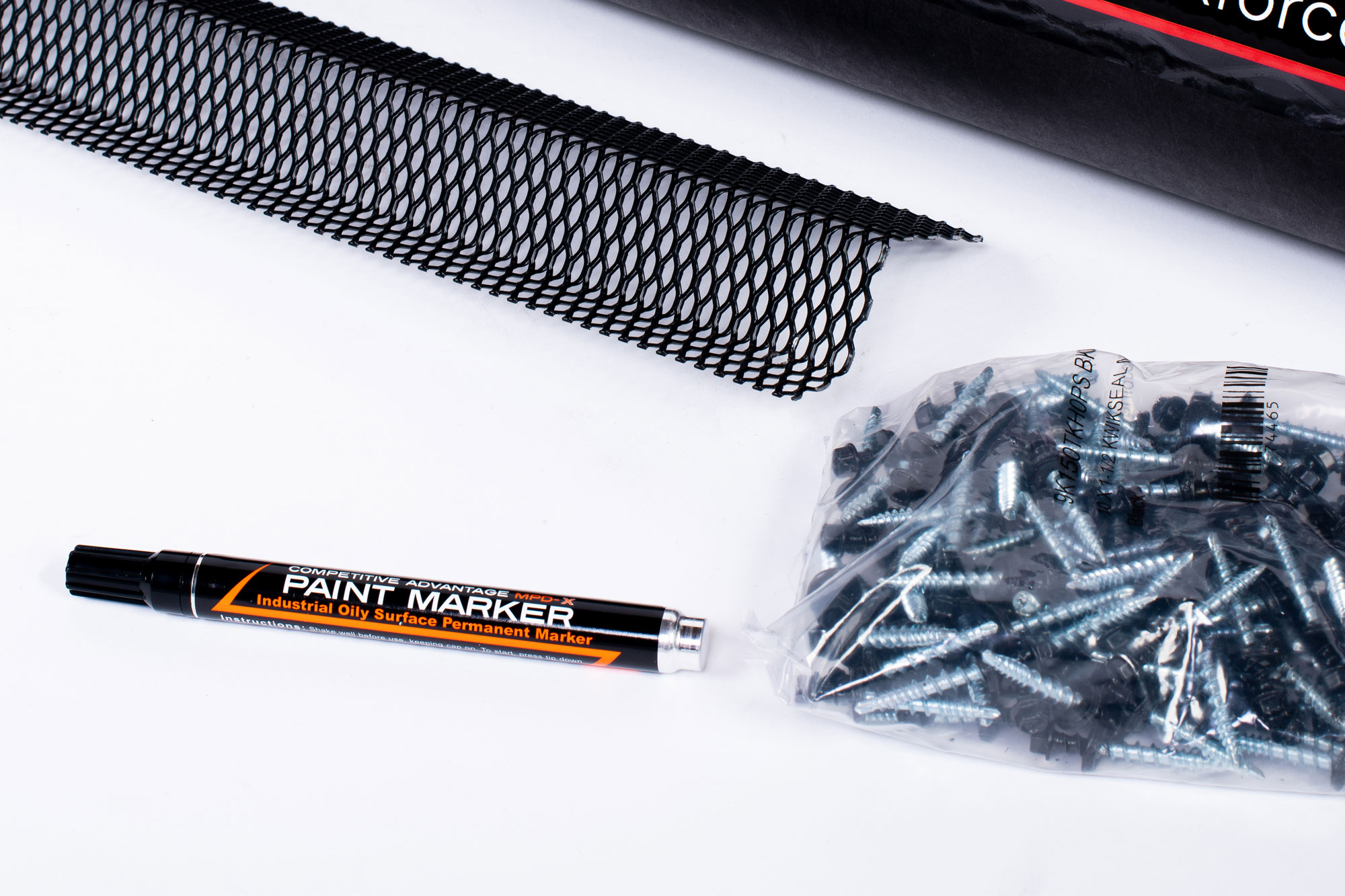 Ridge-Guard® Kit including vent cover, paint marker, and screws for installation