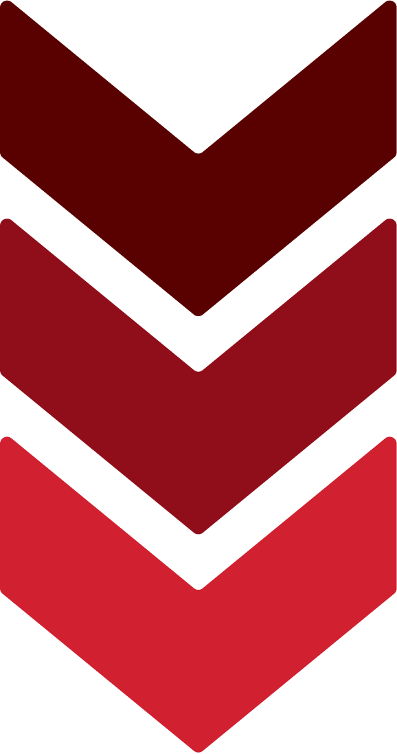 Decorative repeating red chevron pattern with three downward arrows; serves as a design element, not essential content.