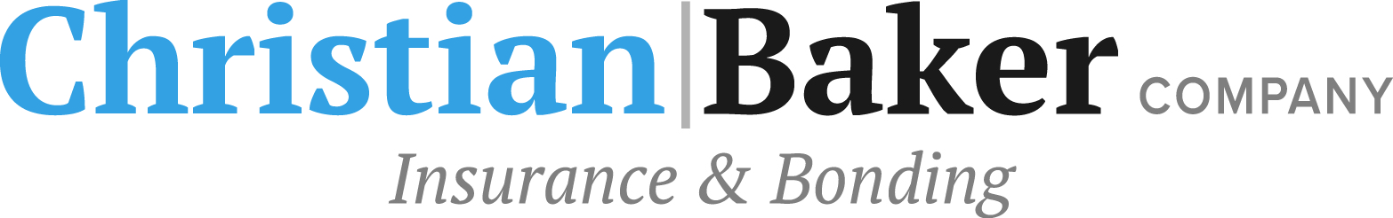 Christian Baker Company logo showing blue 'Christian', black 'Baker', gray 'COMPANY' with 'Insurance & Bonding' tagline