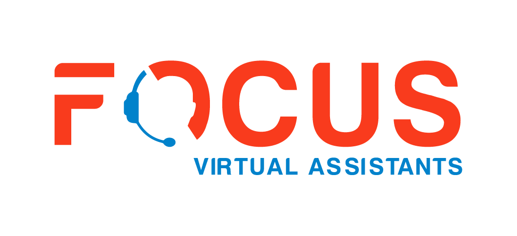 Focus Virtual Assistants logo: orange 'FOCUS' with headset graphic inside the O and blue 'VIRTUAL ASSISTANTS' text.