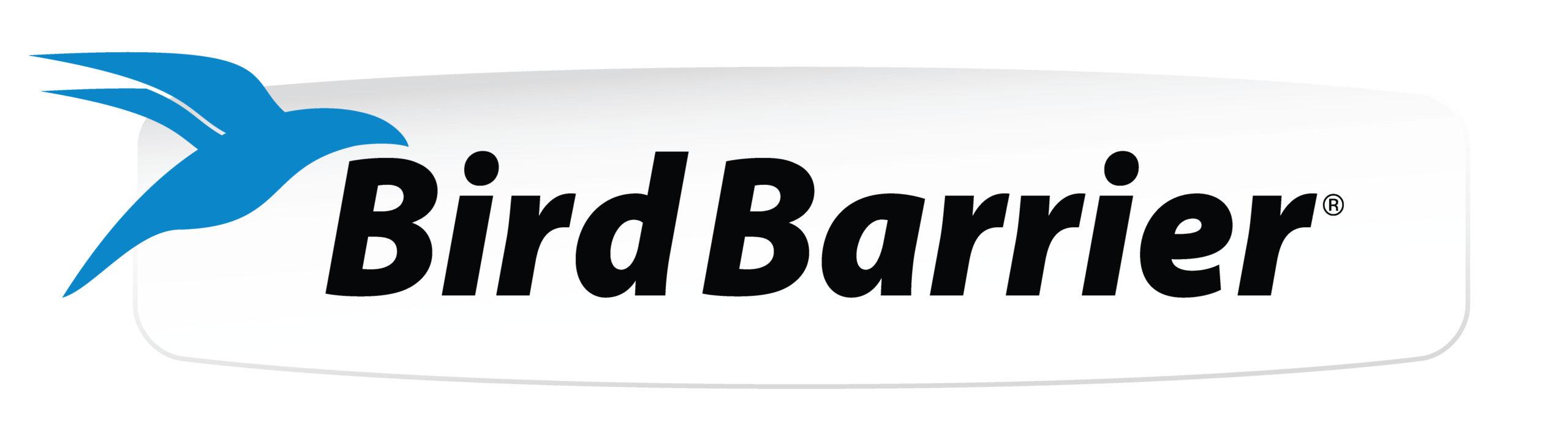 BirdBarrier logo: blue bird silhouette with the bold text 'BirdBarrier' on a rounded white badge (trademark symbol present).